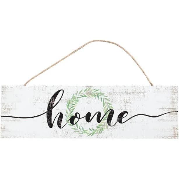 Home Plaque with Leaf Wreath