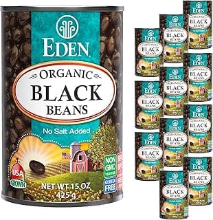 Eden Organic Black Beans, 15 oz Can (12-Pack Case) , No Salt Added, Non-GMO, U.S Grown, Heat and Serve, Macrobiotic, Turtle Beans, Frijol Negro, Caviar Criollo