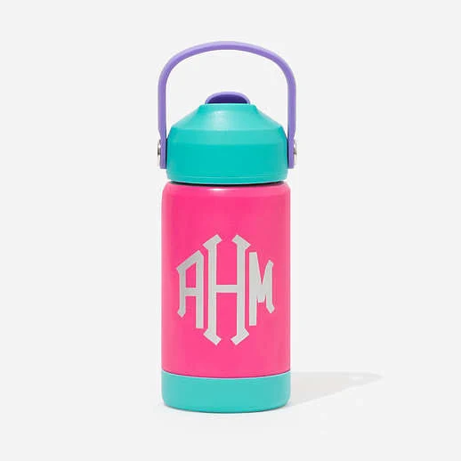 Monogrammed Kids Flip Straw Water Bottle