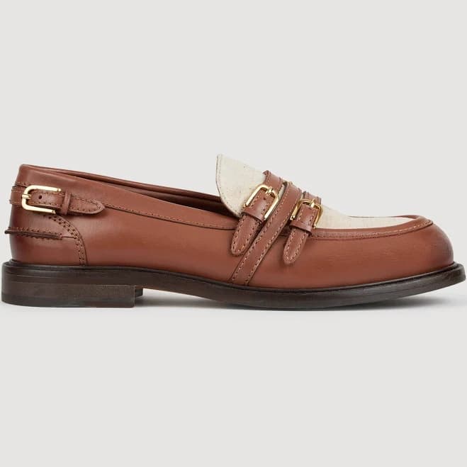 Sandro Women's Two-Tone Leather Buckle Loafers