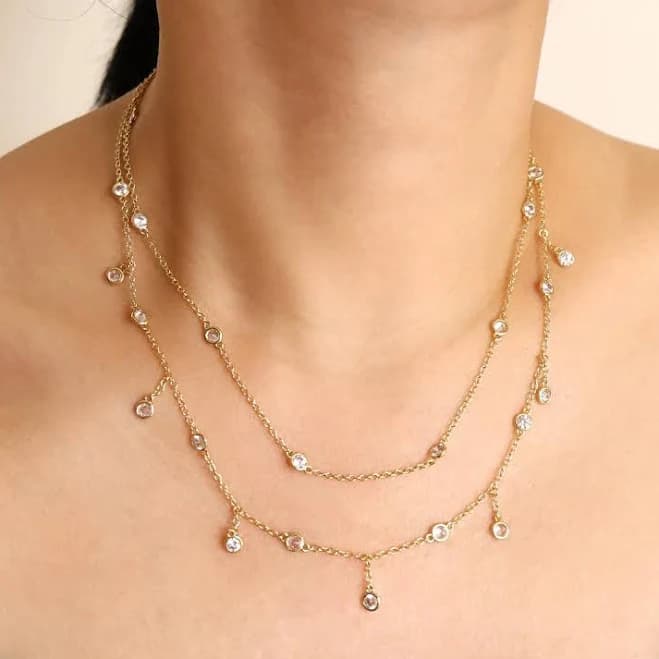 Dainty CZ Layered Gold Necklace