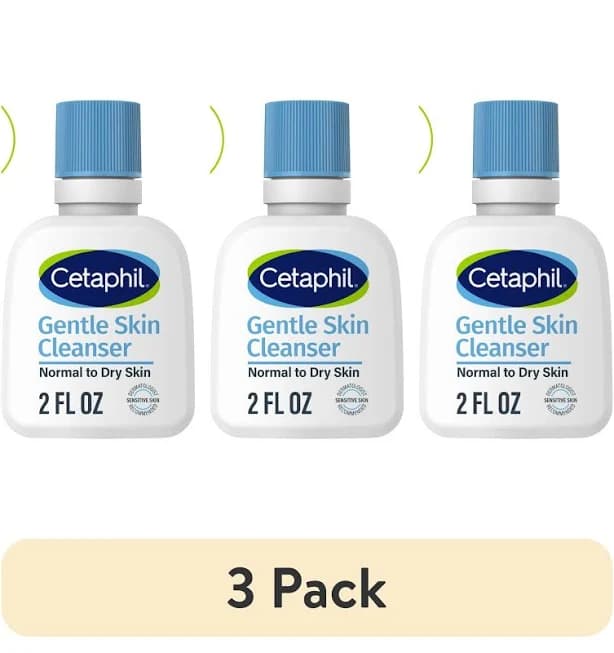 (3 pack) Cetaphil Travel Size Face Wash Hydrating Gentle Skin Cleanser for Dry to Normal Sensitive Skin, 2 oz, Size: 2 Ounce