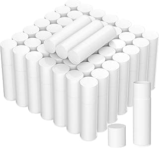 BPA Free Empty Lip Balm Tubes Bulk, 50 Count with Leak-proof Caps (White, 50Pcs)