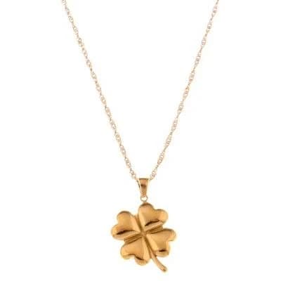 Anna-Kaci Women's Four-Leaf Clover Pendant Necklace with Delicate Chain