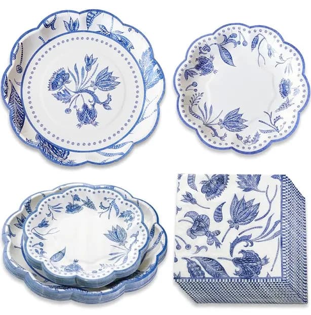 Blue Willow 62 Piece Party Tableware Set