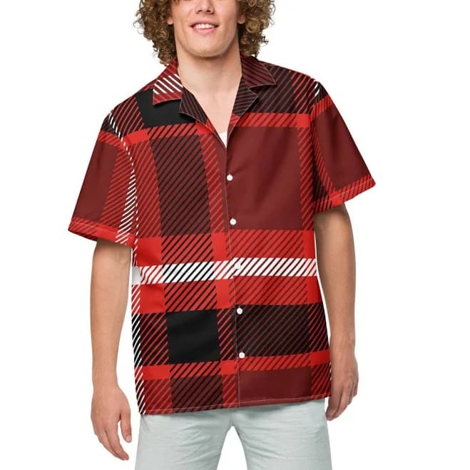 evocativemen Cozy Red Plaid Pajama Shirt
