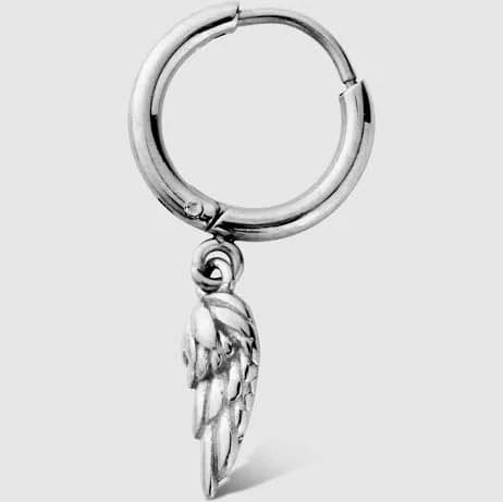 craftd Silver Feather Men's Hoop