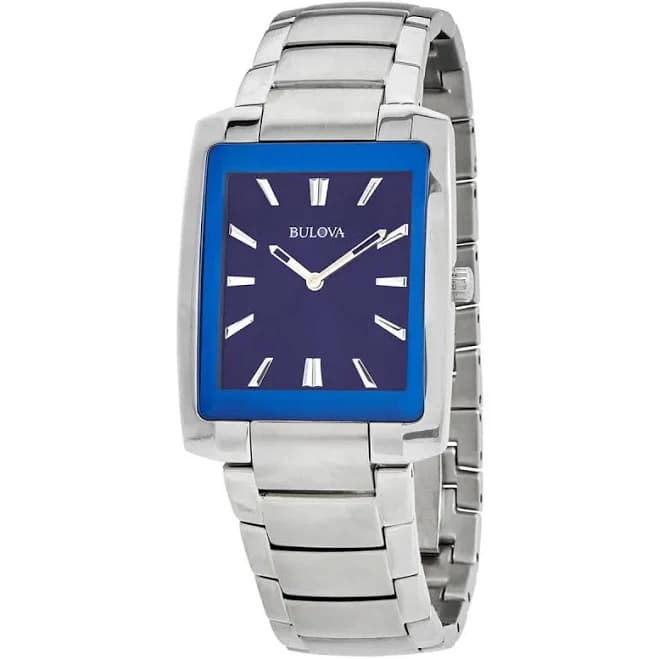 Bulova Men's Classic Blue Dial Stainless Steel Watch