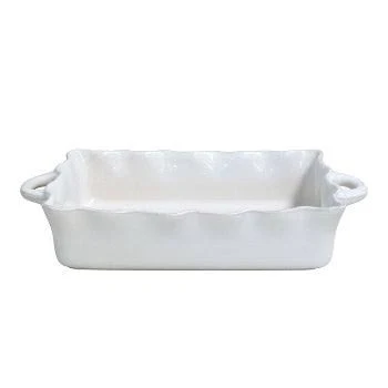 Ruffled Stoneware Ceramic Baker Large Rectangular