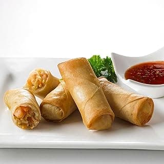Shrimp Spring Rolls 48 Pcs – Authentic Handmade Asian Food Appetizers with Crispy Wrapper, Plump Shrimp, Vegetables & Noodles, Appetizers for Quick Home Meals, Parties, Bars & Catering