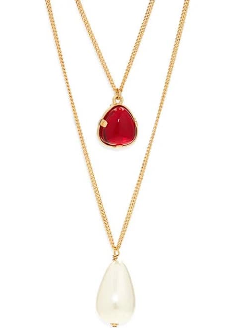 Kenneth Jay Lane Women's Faux Pearl Pendant Layered Necklace