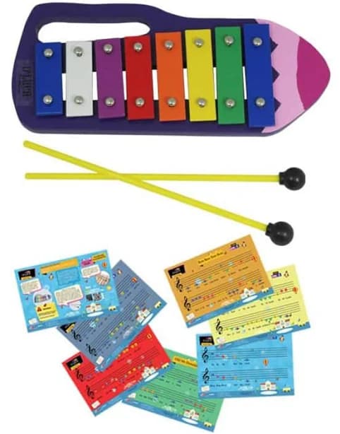D'luca Kids Crayon 8 Notes Xylophone Glockenspiel with Music Cards