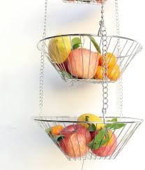 Amazon.com - YXUANYZNB 3 Tier Wire Hanging Basket Fruit Swing Bowl Vegetable Kitchen Storage Basket for Use in The Kitchen, Living Room and So On.