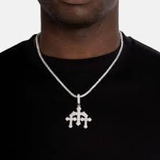 Triple Faithful Cross Pendant in White Gold - TONGSHOP