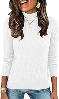 Women's Casual Turtleneck Sweaters Cable Knit Fall Long Sleeve Slim Fit Pullover Tops
