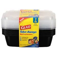 Glad Meal Prep Containers Rectangle 38 Ounce 7 Pack