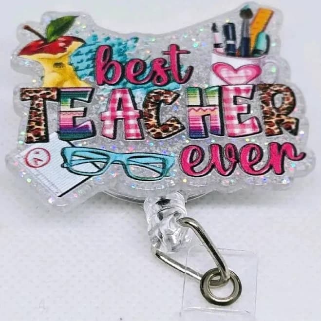 Glitter Acrylic Retractable Badge ID Reel Belt