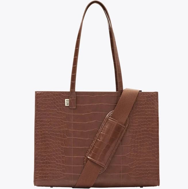 Béis Croc Embossed Vegan Leather Work Tote