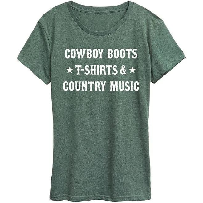 Women's Cowboy Boots and Music Graphic Tee
