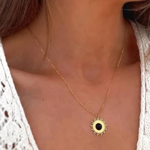 Minimalist Black Stone Pendant Necklace