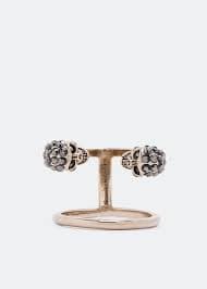 McQueen Twin skull double ring for Women - Silver in USA | Level Shoes