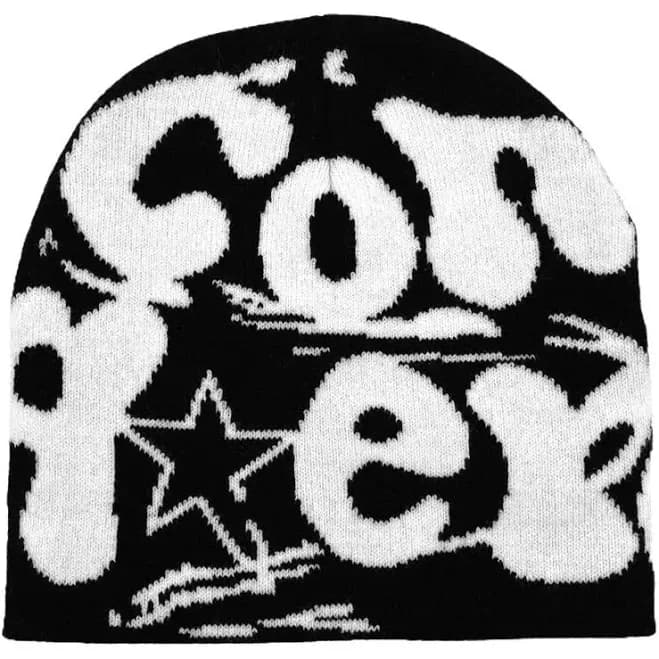 Knit Beanies - Y2K Zone Black White