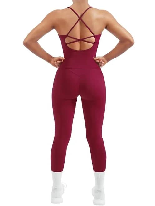 Strappy V Neck Tank Top Workout Set
