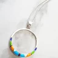 Arizona Turquoise Multicolored Open Circle Pendant