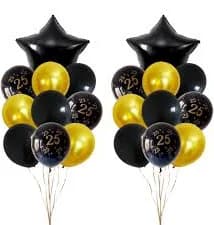 22pcs Black and Gold Birthday and Anniversay Party Latex Balloons 18th