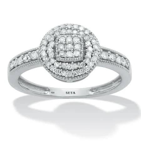 PalmBeach Jewelry Women's Sterling Silver .30 TCW Diamond Halo Engagement Ring
