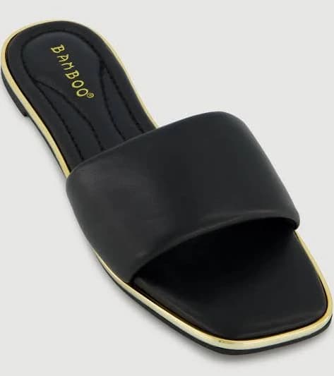 Women's Metallic Trim Single Band Slide Sandals