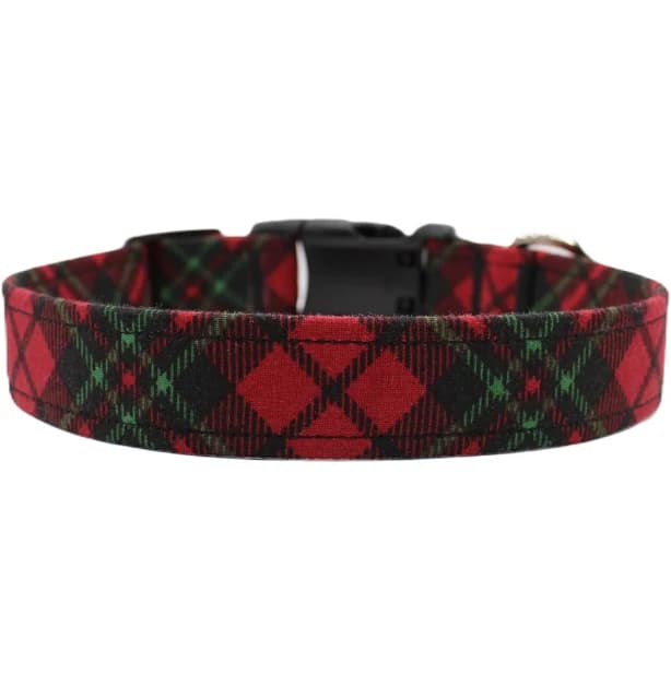 Red & Green Plaid Dog Collar