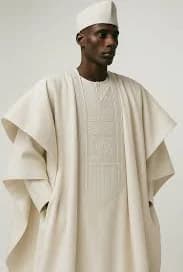 Adejoke – Prestige Cotton Agbada Robe in Ivory — AGBÁDÁ