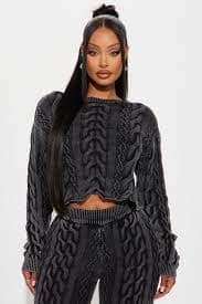 Ineza Mineral Wash Sweater Pant Set - Charcoal | Fashion Nova
