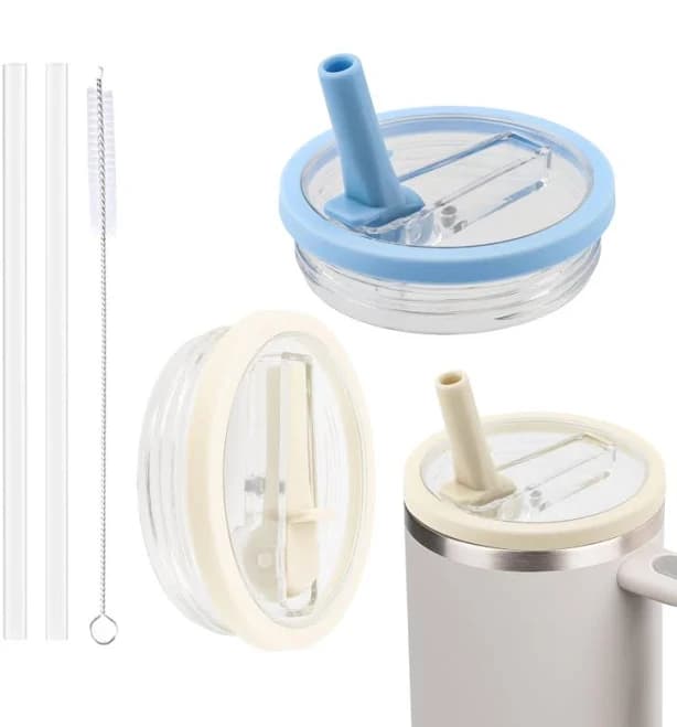 2 Pcs Tumbler Flip Straw Lid
