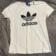 Adidas White Tee with Black Trefoil Logo