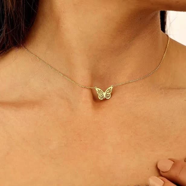 18K Gold Butterfly Pendant Necklace