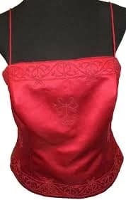 Michaelangelo Burgundy Red Satin Embroidered Crop Top Cami Size 10 Women's EUC