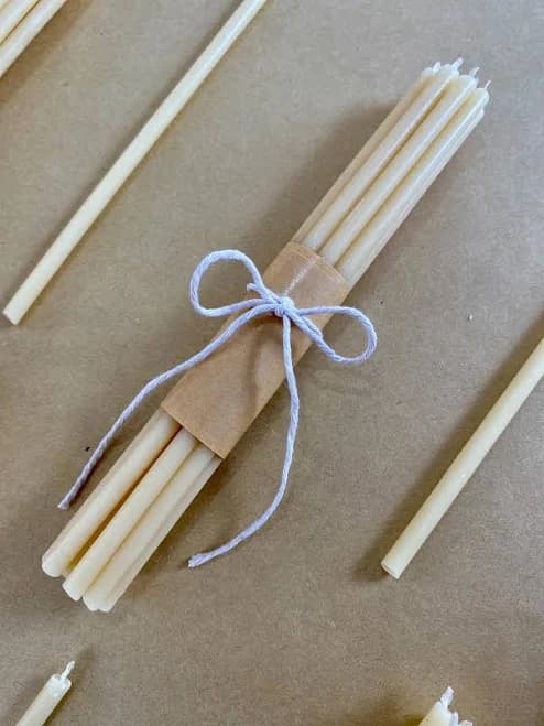 Beeswax Celebration Candles: Slim Taper Birthday Candles, Bundle of 10