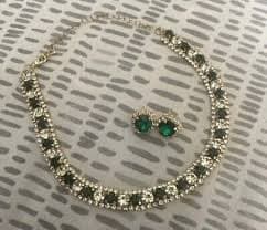 Luxurious Green Gold Crystal Choker Shiny Elegant Women Jewelry Set Necklace Ear | eBay