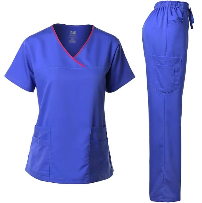 Dagacci Women's Natural Stretch Y-Neck Scrub Sets