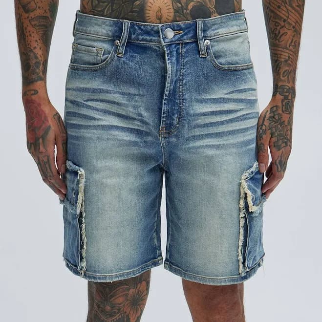 Fashion Nova Men's Rush Home Denim Cargo Shorts