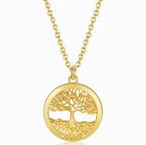 Gold Round Tree of Life Pendant Necklace