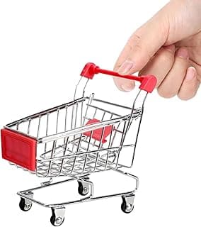 Mini Shopping Cart, Red, Durable, Perfect for Role Play, Storage, and Decor