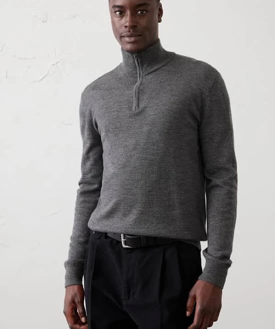 Men's Merino Wool Quarter-Zip Sweater