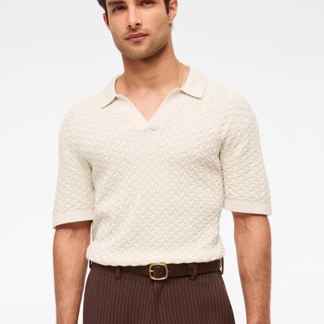 Abercrombie & Fitch Men's Pima Cotton Johnny Collar Sweater Polo