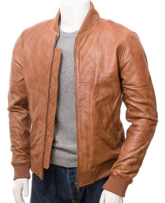 Men's Real Leather Bomber Jacket