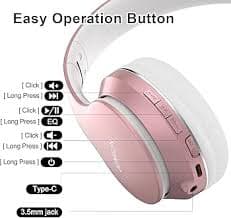Amazon.com: JOMILIN B9 Bluetooth Headphones Over-Ear, 3 EQ Music Modes and 50H Playtime Wireless Headphones with Mic, Hi-fi Stereo Lightweight Folding Headset, Volume Control for Travel Tablet PC (Rose Gold) : Electronics