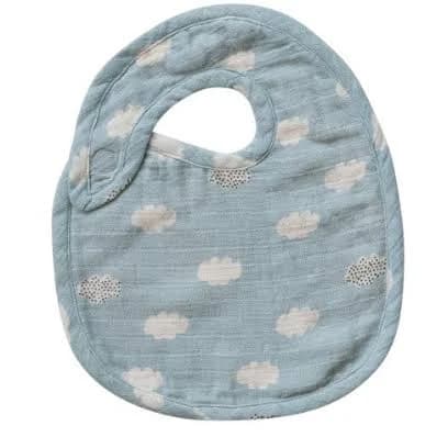 Cotton Double Cloth Printed Baby Bib with Pattern - Clouds