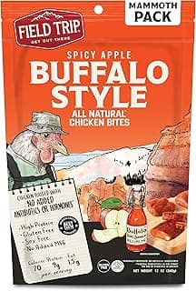 Chicken Jerky Bites, All Natural and Gluten Free, Keto and Paleo-Friendly Healthy Snack, Low Calorie, High Protein Snacks with No Nitrates, 12oz Bag, Spicy Buffalo Style